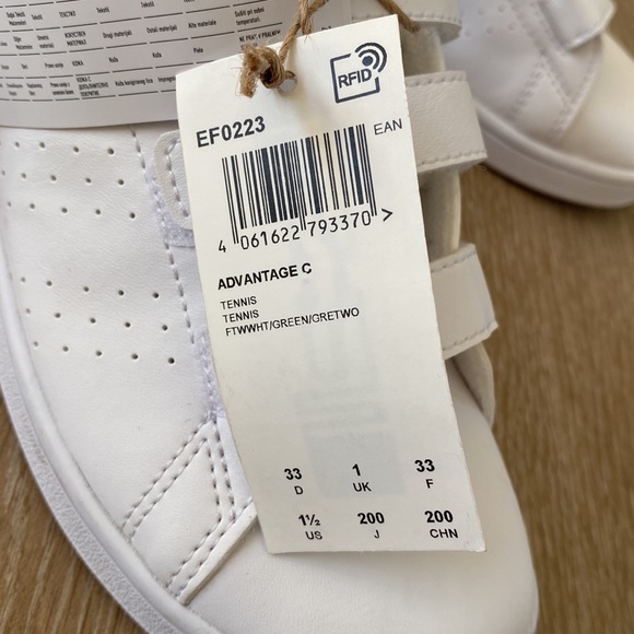 Adidas white 3 Velcro strap sneakers, NWT, size 1.5 - Picture 2 of 9